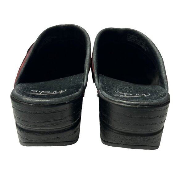 Dansko Shandi Clogs Womens EU 40 US 9.5-10 Red Leather Snake Print Slide On Shoe - Picture 4 of 13